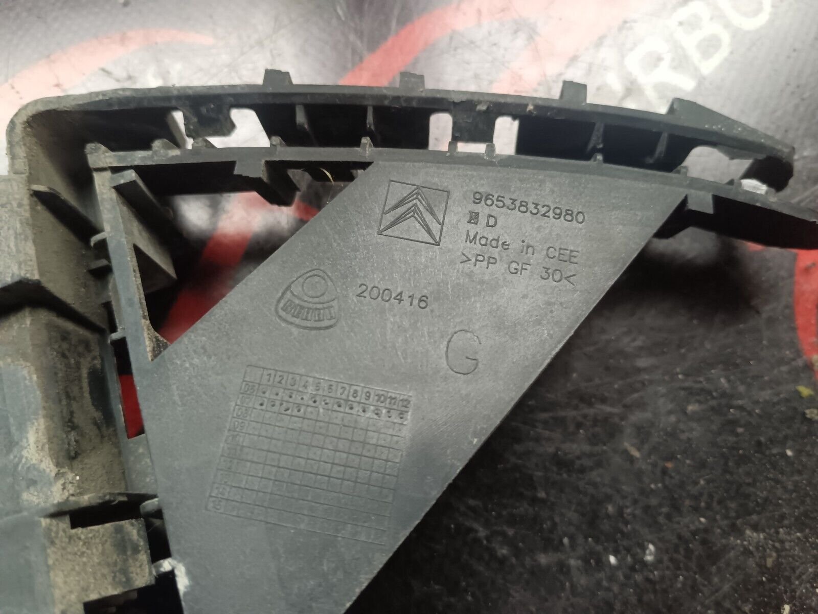 SUPPORT DE PARE CHOIC AVANT GAUCHE CITROEN C4 PICASSO REFERENCE: 9653832980