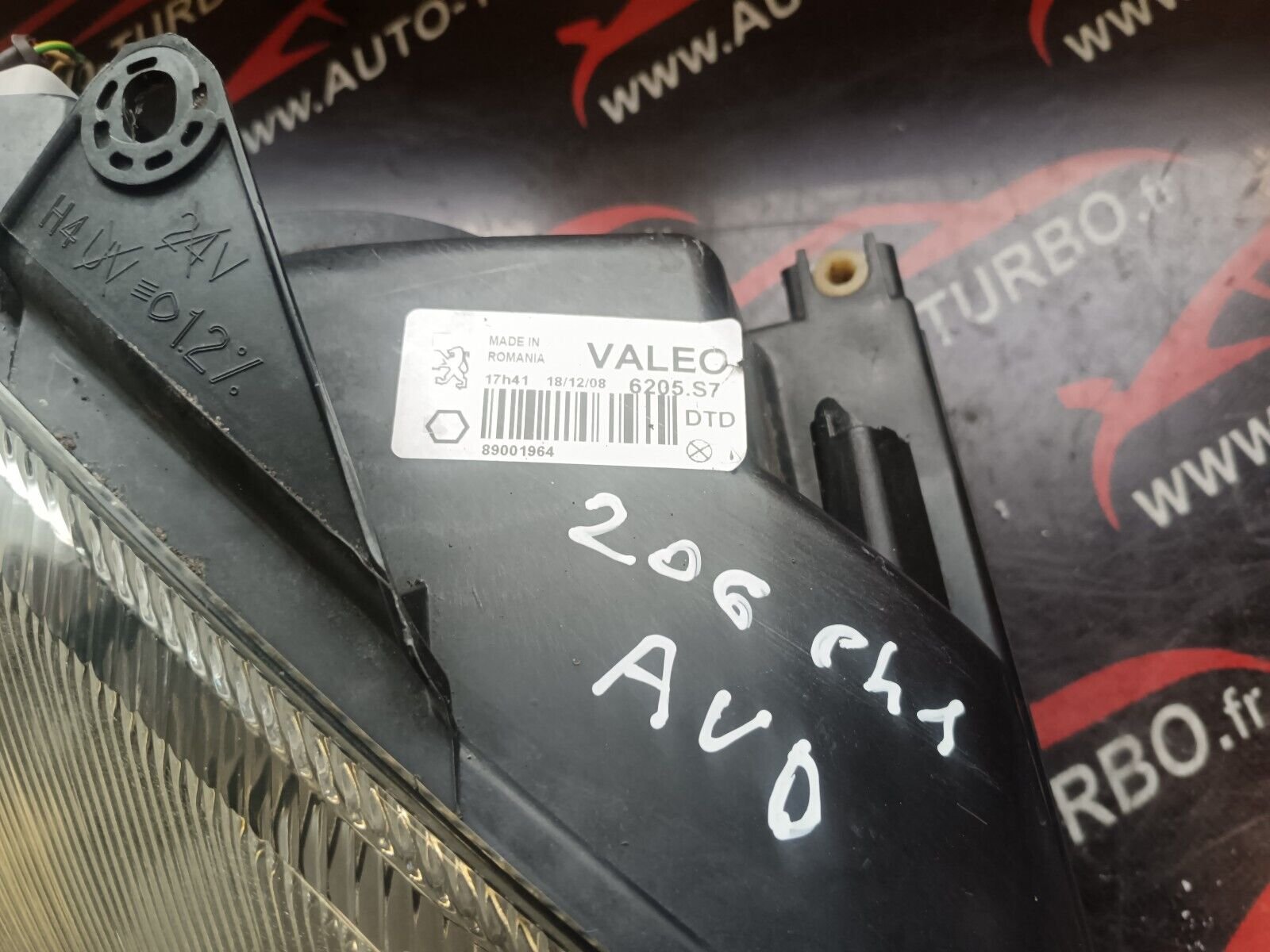 PHARE FEUX AVANT DROIT PEUGEOT 206 PHASE 1 REFERENCE: 89001964