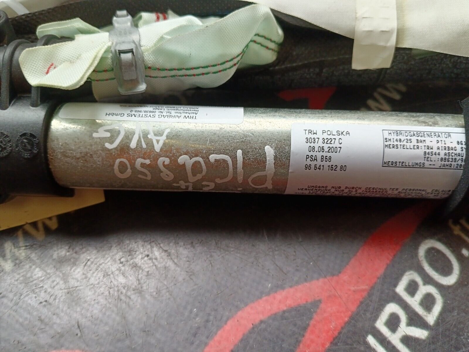 AIRBAG RIDEAU AVANT GAUCHE CITROEN C4 PICASSO REFERENCE: 9654115280