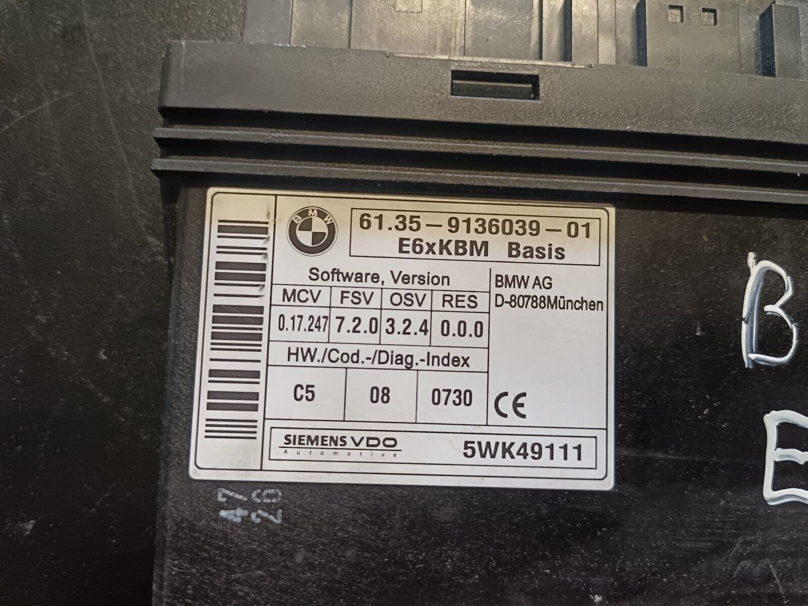 BOITIER DE CONFORT MODULE DE CONTROLE BMW 525D E60 REFERENCE: 61359136039