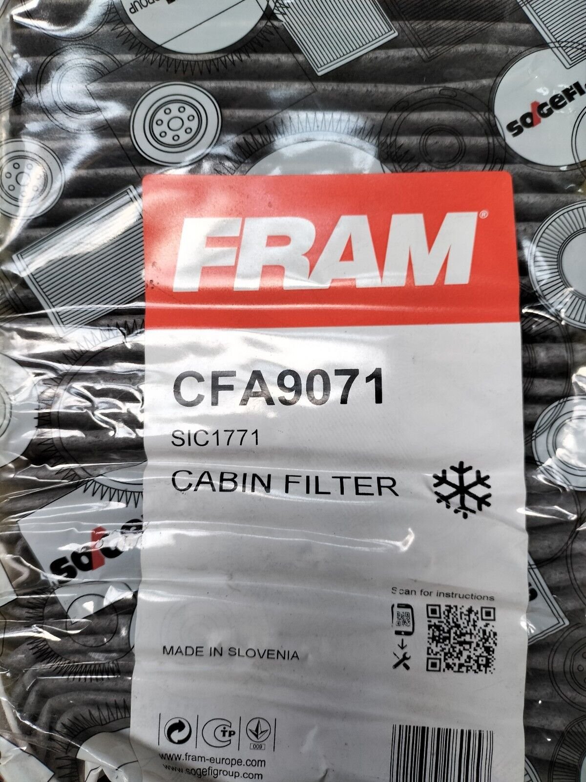 FILTRE D'HABITACLE/CHARBON PEUGEOT 206 CC FRAM CFA 9071