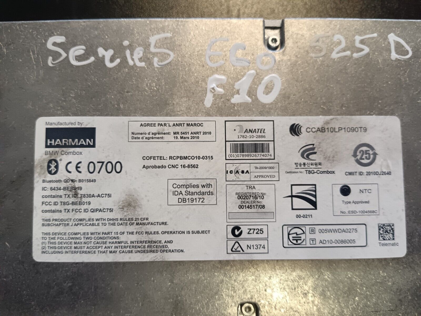 MODULE DE CONTROLE BLUETOOTH HARMAN BMW SERIE 5 F10, X3 REFERENCE: 8410925715101