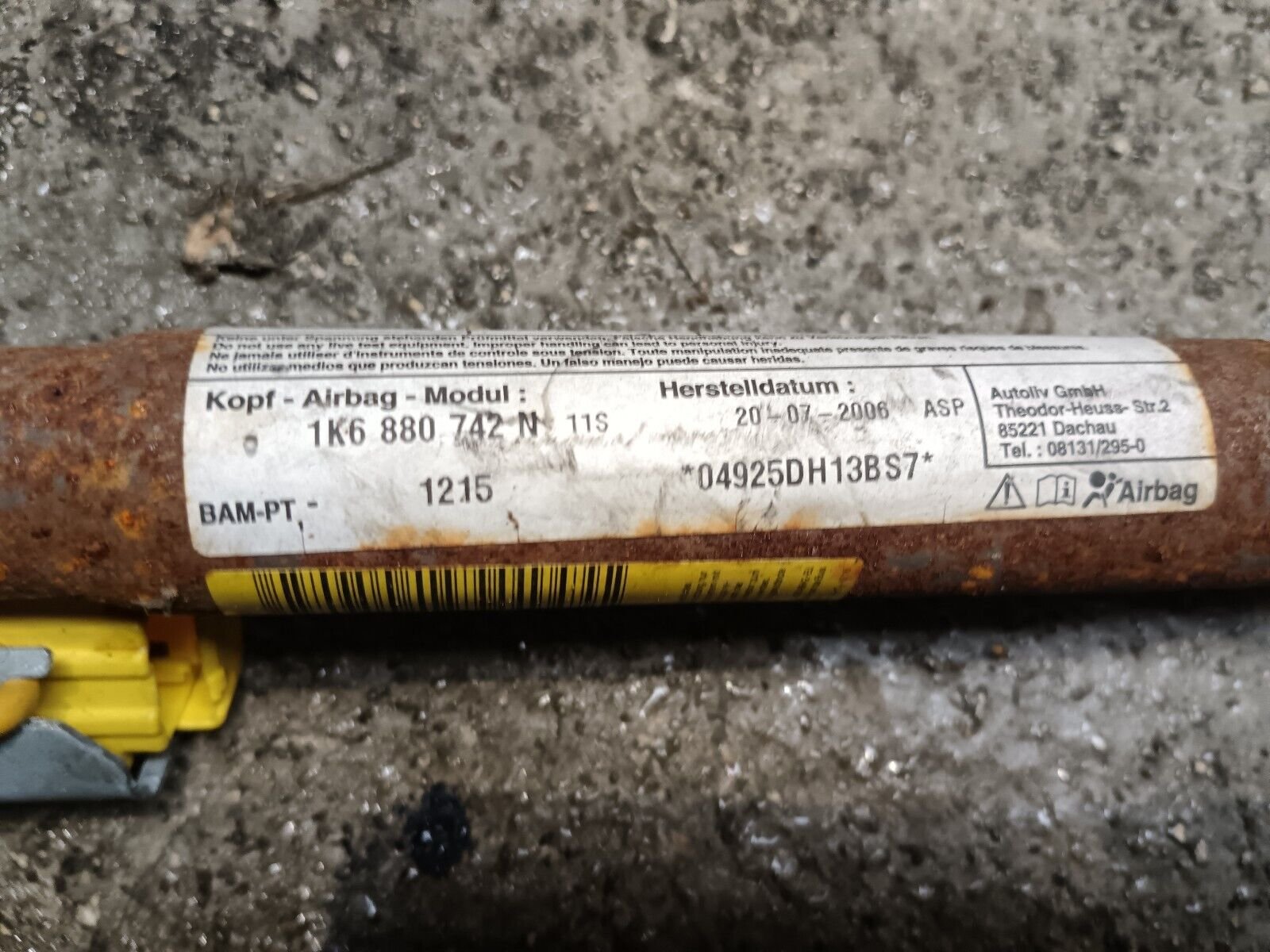 AIRBAG RIDEAU DROIT GOLF V REFERENCE: 1K6880742