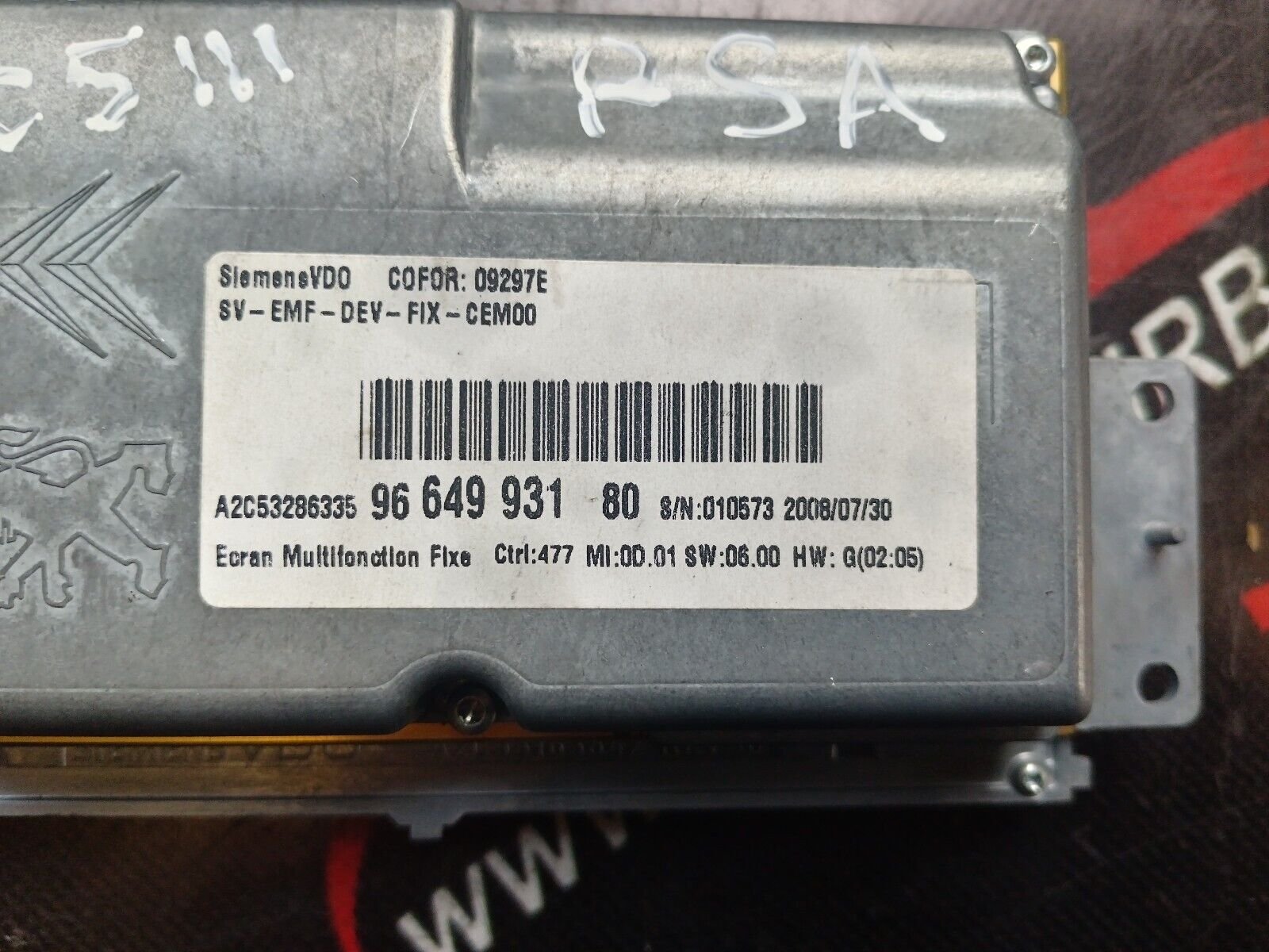 ECRAN TACTILE PSA CITROEN C5 PHASE 3 REFERENCE: 9664993180