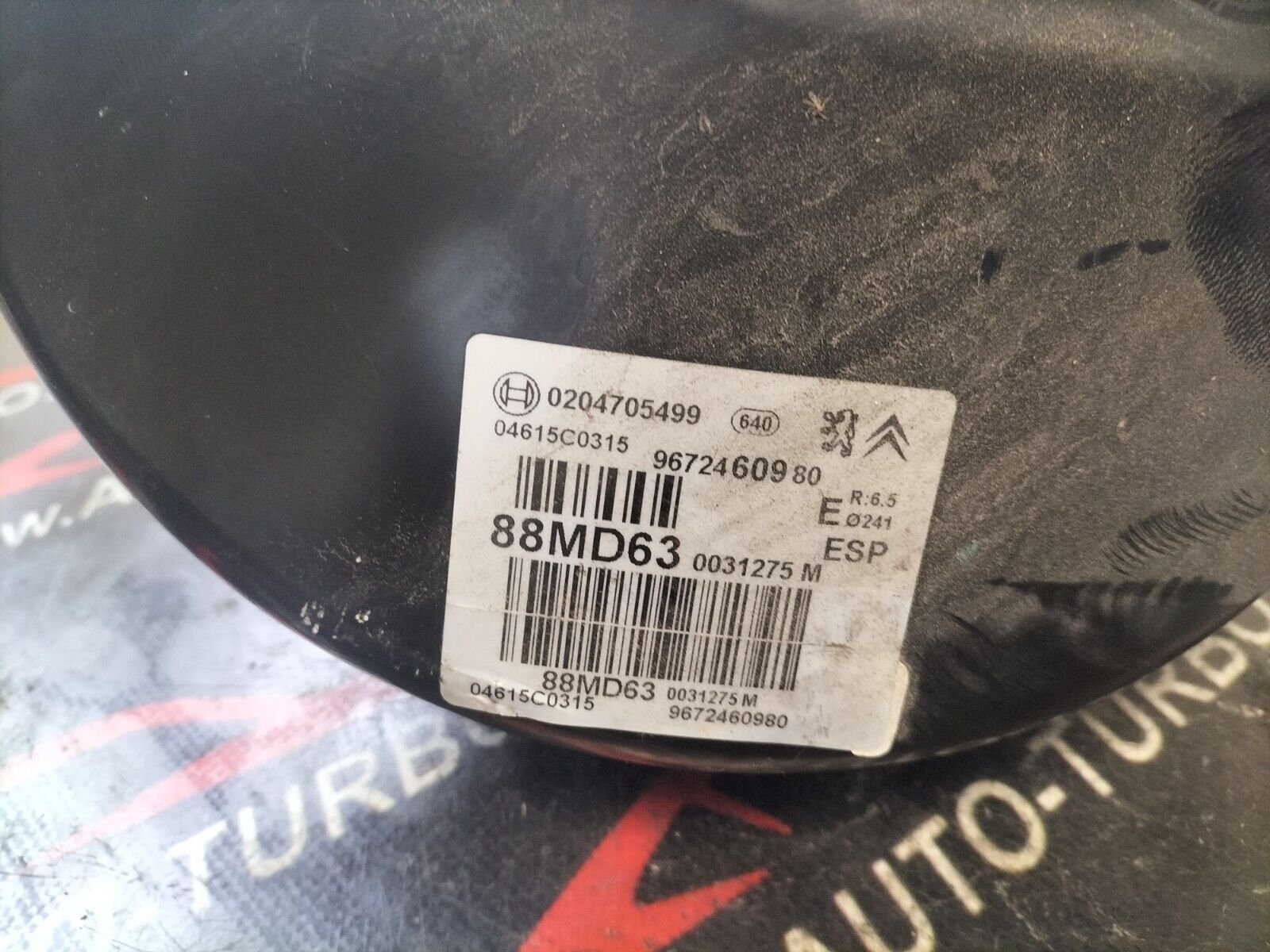 MASTERVAC SERVO FREIN CITROEN DS3  1.6 THP 156 CH 9672460980, 0204705499