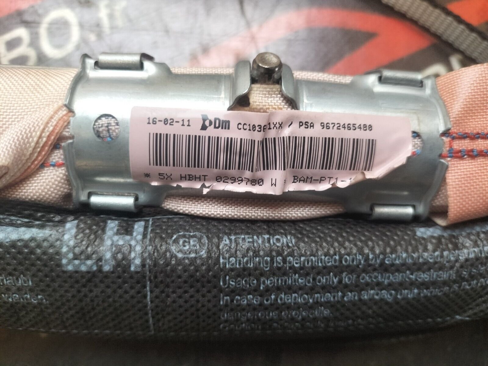 AIRBAG RIDEAU  DROITE  CITROEN DS3  1.6 THP  9672465480